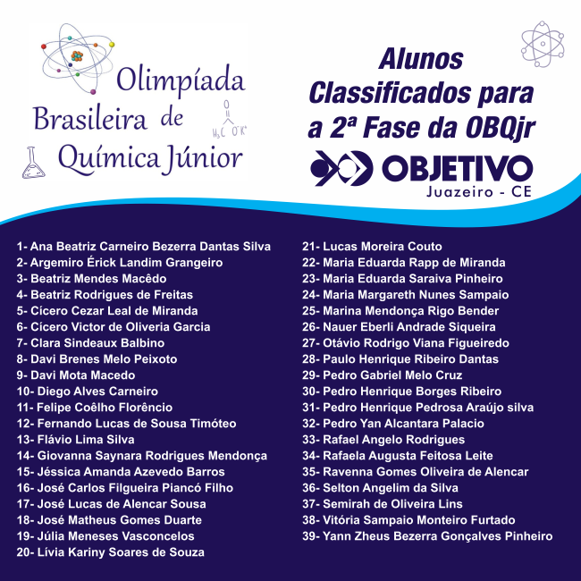 Resultado OBQjr – Classificados para 2ª Fase